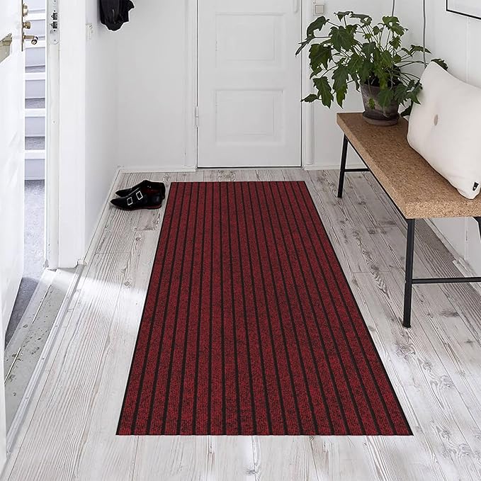 Ottomanson 2' x 6' Hallway Runner with Scraper Pile - Extra Durable Non-Slip Rug Mat for Indoor & Outdoor Use - Ideal for Kitchen, Entryway, Patio & Garage - High-Traffic Carpet, Red
