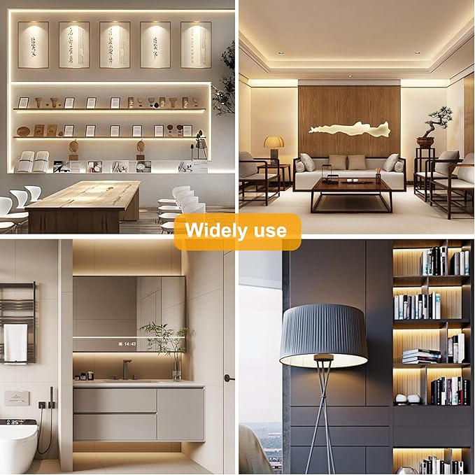 COB LED Strip Lights Natural White,24V Dimmable led Light Strip KIT with Remote and app Control,4000K 32.8FT/2 * 5m 8mm Wide Ra>90 Cuttable Flexible Strip Lights for Bedroom,Wardrobe,Cabinet