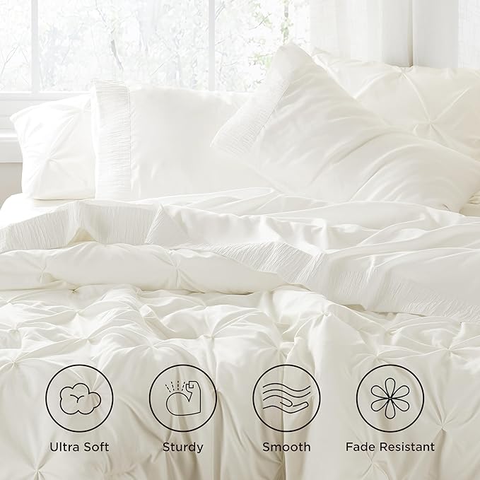 Bedsure Twin XL Sheet Sets Dorm Bedding - 3 Pieces Soft Extra Long Twin Sheets, Hotel Luxury, Easy Care Microfiber for Women, Men, Ivory
