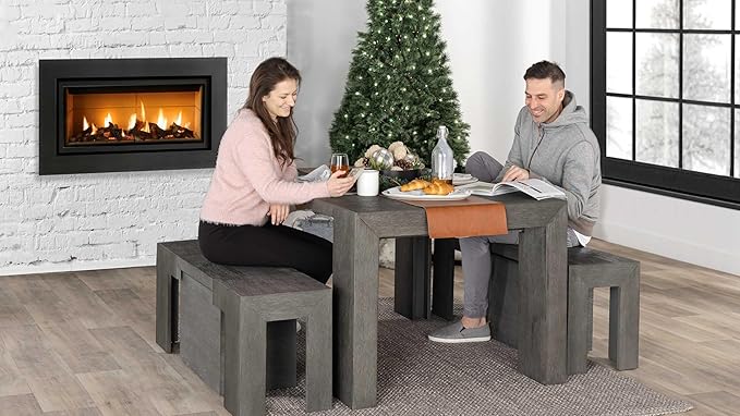 Transformer Table - Solid Wood Extendable Dining Table, Seats 2-12, Extendable Dining Room Table, Space-Saving Furniture, Expandable Dining Furniture (Dark Grey, Table + 2 Benches)