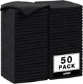 AIDEA Microfiber Cleaning Cloth Black 50PK, Microfiber Towels for Cars, Premium Car Cloths, Dusting Cloth Lint Free Cleaning Rags for SUVs, House, Kitchen, Window, Workshops,12×12"