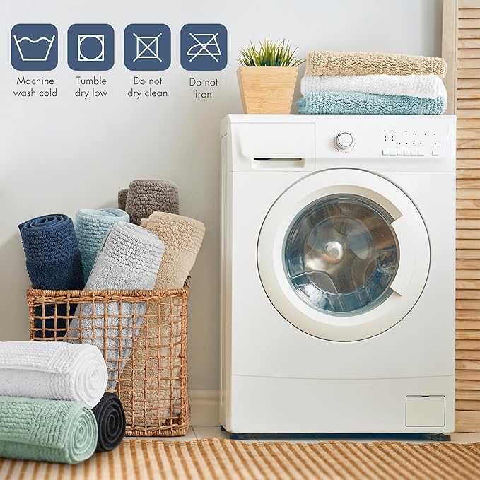 Madison Park Splendor Reversible 100% Cotton Tufted Bathroom Rug-3000 GSM Hotel Quality Luxurious Plush Medium Pile Bath Mat Absorbent, Quick Dry, Shower Room Décor, 24x36 Navy