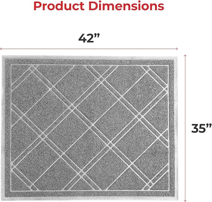 SlipToGrip Door Mat - Durable Door Outdoor Mats for High Traffic - Plaid Grey Mat with Water-Resistant Surface, Dura Loop - No-Slip and Easy-to-Clean for Indoor and Outdoor Entryway, 42 x 35 Inch