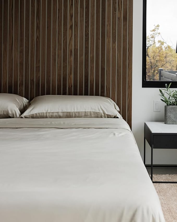 Cozy Earth Luxury Bed Sheet Set - 100% Viscose from Bamboo Fabric, Ultra-Soft & Breathable, Fits Regular & Deep Pocket Mattresses up to 20" - 4 Pieces Queen Sheet Set Driftwood