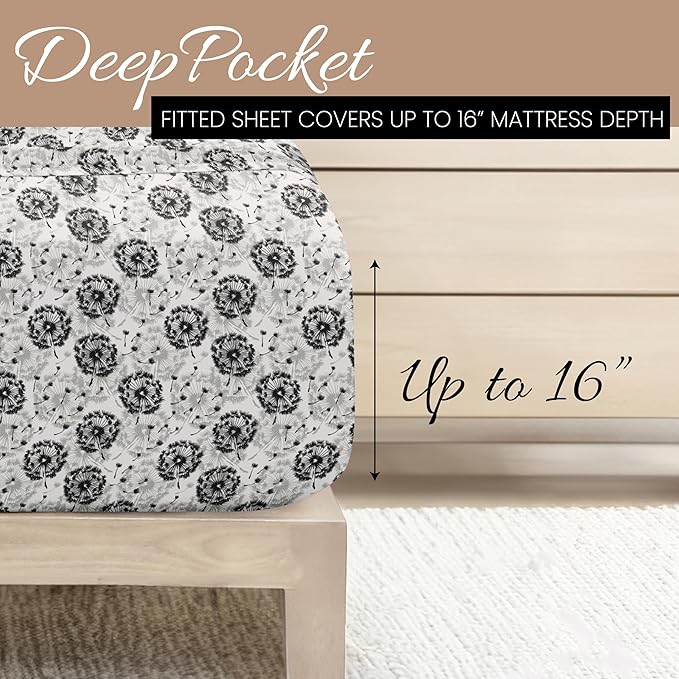 Linen Market Double-Brushed Patterned Microfiber Twin Sheet Set 3 Piece – Oeko-TEX Certified Ultra Soft & Wrinkle-Free - 16" Deep Pocket Sheets - Easy Care Twin Size - Make a Wish Light Gray