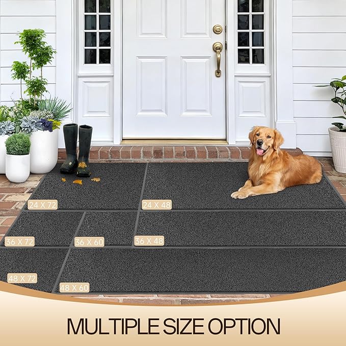 Amyracel Front Door Mat Indoor Outdoor Entrance, 24" x 48" All-Season Waterproof Doormat for Enterway, Heavy Duty Commercial Floor Mat, Fade Resistant, Rubber Back, Low Profile, Easy Clean