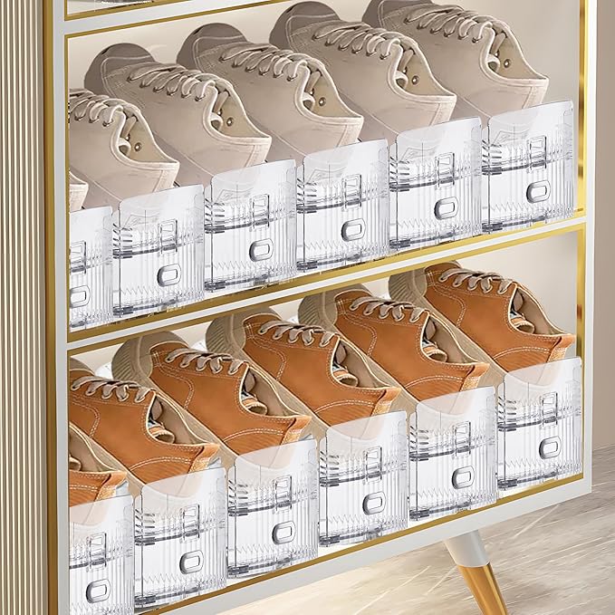Shoe Slots Organizer for Closet,24 Pack Shoe Stacker Shoe Rack Organizer for Closet Space Saver Storage Shoe Holder Organization(Transparent)