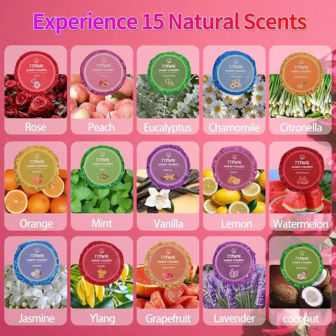 Shower Steamers Aromatherapy 30 Pack Shower Bombs with Natural Essential Oils, Home SPA Stress Relief Christmas Stocking Stuffers Birthday Gifts for Women Mom Men Self Care Relaxation