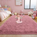 Fluffy Blush Pink Area Rug for Bedroom, 5x7 Soft Fuzzy Shag Rug for Living Room, Thick Comfy Throw Plush Rug for Girls Kids Room, Non-Slip Modern Indoor Shaggy Floor Carpet for Nursery Dorm Home Decor