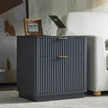 T4TREAM 23'' Fluted Nightstand with Charging Station, Large 2 Drawer Bedside Table, Modern End Table with Storage, Mid Century Night Stand for Bedroom, Living Room, Curved Profile, Dark Grey