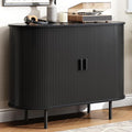 Buffet Cabinet with Storage, 40" Fluted Sideboard Buffet with Sliding Door, Coffee Bar Cabinet with Adjustable Shelf, Console Table, Accent Table for Entryway, Kitchen, Dining Room, Black