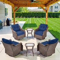 Belord 6-inch Thick Cushion Patio Furniture Set - Outdoor Swivel Rocker Glider Chairs Set of 4 with Glass Top Side Table, All-Weather Wicker Patio Conversation Set for Deck Balcony Sunroom