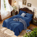 LBRO2M 1000 Thread Count 100% Cotton Sheets Set,California King Size Bed Sheet 4 Piece Sets,Long Staple,16 Inches Deep Pocket,All Season,Bedding Super Soft Comforterble Breathable(Navy Blue)