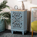 PHI VILLA Small Accent Storage Cabinet with Single Door - Decorative Nightstand for Living Room Bedroom, End Side Table Cabinet Blue