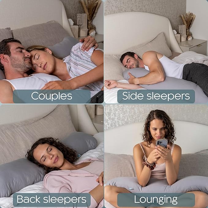Weighted Body Pillow 6.5lbs - Weighted Pillow for Deeper Sleep (41" x 10") - Cooling Body Pillows for Adults, Full Body Pillow for Sleeping, Side Sleeper Body Pillow with Cover