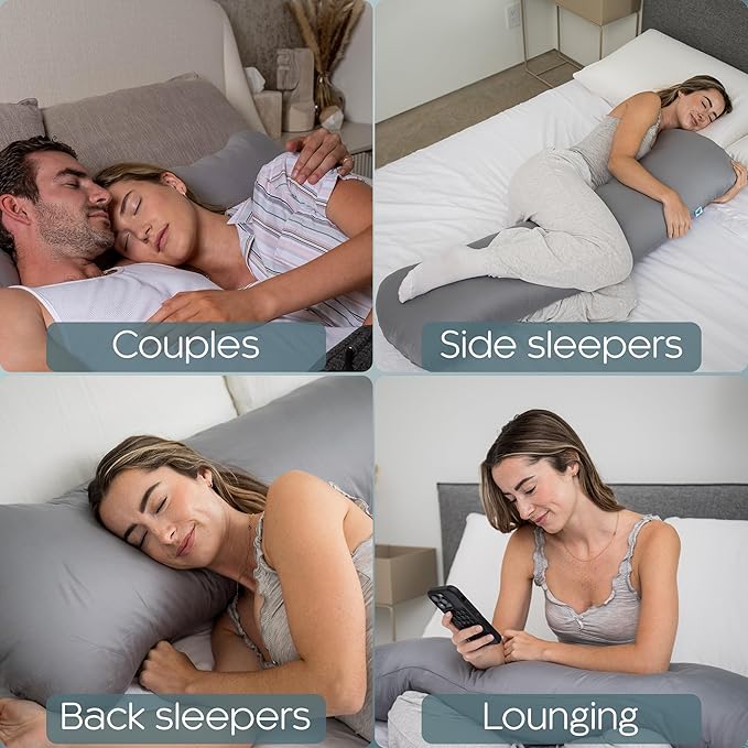 Weighted Body Pillow 8lbs - Weighted Pillow for Deeper Sleep (48" x 14") - Cooling Body Pillows for Adults, Full Body Pillow for Sleeping, Side Sleeper Body Pillows with Cover (X-Large)