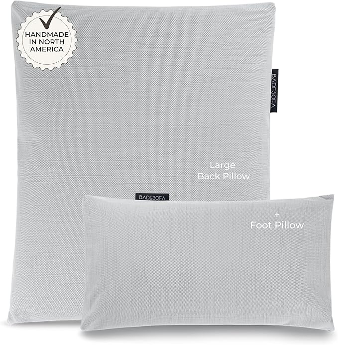 BADESOFA® Luxury Bath Pillow Set 2-Piece – Large Back Pillow & Foot Pillow for Tub – Spa-Grade Comfort for Head, Neck, Back & Feet – Quick Drying Bathtub Cushion Set in Grey