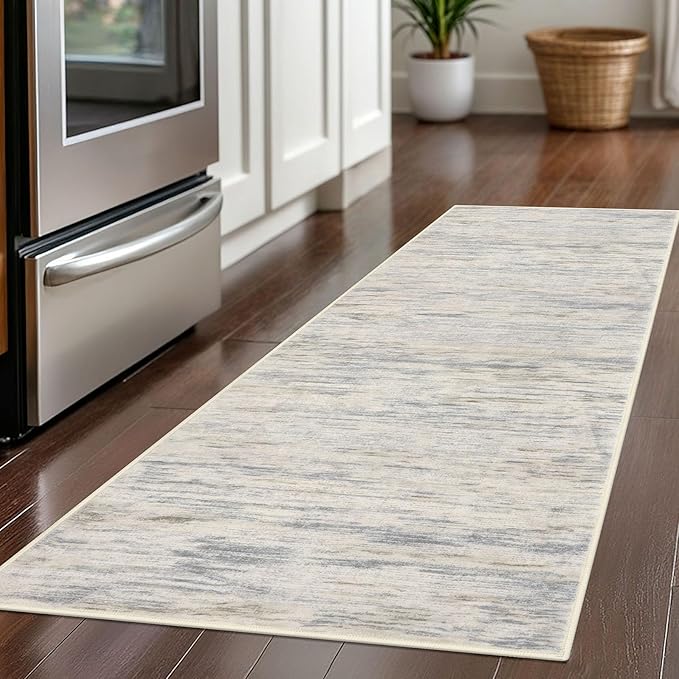 2x5 Modern Abstract Runner Rug for Hallway, Gray Beige Neutral Multi Super Soft Hallways Decor Kitchen Rugs with Non-Slip, Non-Shedding Washable Rug for Entryway Bedroom Laundry Indoor