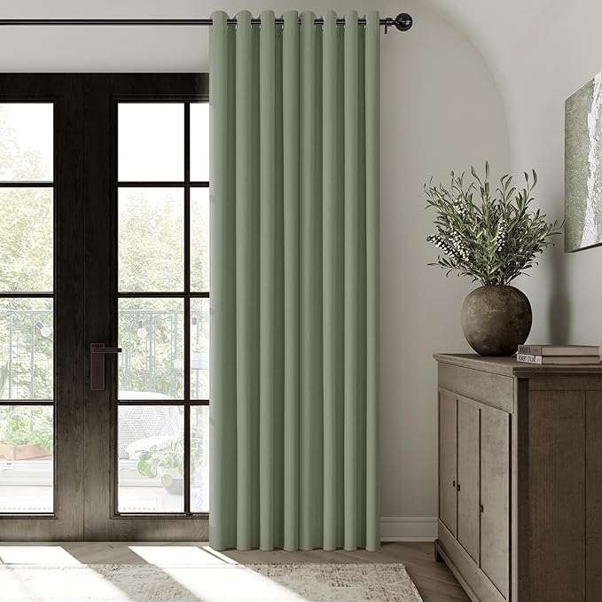 ChrisDowa 100% Blackout sage Solid Curtains 90 Inches Long 2 Panels for Bedroom Living Room,Farmhouse Room Darkening Thermal Insulated Soundproof Grommet Top Window Treatment Drapes,52x90