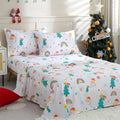 JSD Christmas Kids Sheet Set Full Size, 4 Piece Rainbow Christmas Tree Printed Microfiber Bed Sheets Deep Pocket