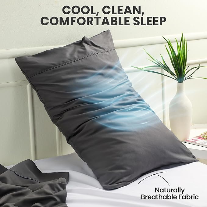 Utopia Bedding Pillow Cases Queen Size 2-Pack – Soft Brushed Microfiber – Envelope Closure – Perfect for Hospitals, Hotels, Guest Rooms – Oeko-TEX Certified, 20x26 Inches (Grey)