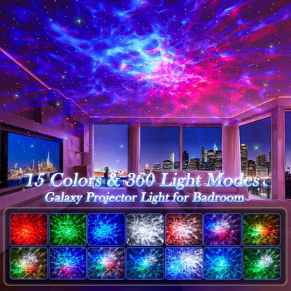 Star Projector Galaxy Light Projector for Bedroom, 15 Colors+15 White Noise Galaxy Projector for Bedroom Kids,Bluetooth Room Projector Lights for Bedroom Star Night Light Projector for Kids Room Gifts