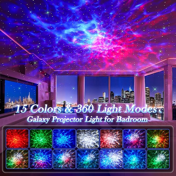 Star Projector Galaxy Projector for Bedroom, 15 White Noises+15 Colors Galaxy Night Light Projector for Kids Room,Bluetooth White Noise Machine for Sleeping Star Lights,Shower Lamp Gifts for Teen Boys