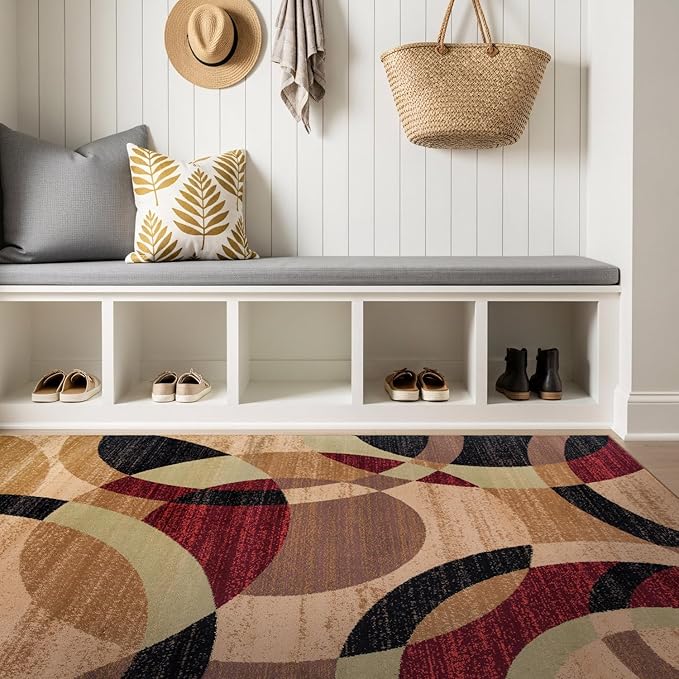 Rugshop Contemporary Abstract Circles Perfect for high Traffic Areas of Your Living Room,Bedroom,Home Office,Kitchen Area Rug 3'3" x 5'3" Multi