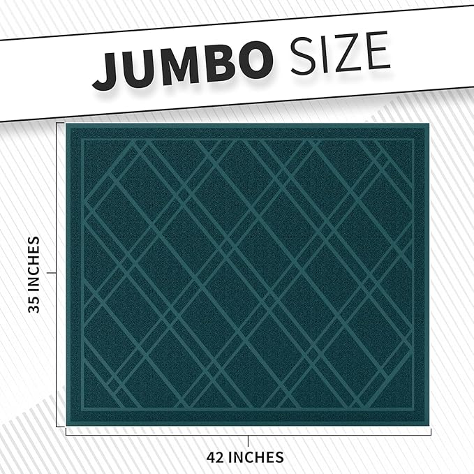 SlipToGrip Universal Door Mat 2-Pack – 42x35 Green Plaid Design – Anti-Slip, Waterproof, Washable Entryway Rug – Durable Indoor/Outdoor Floor Mat for Front Door, Patio, Garage, Kitchen, and More