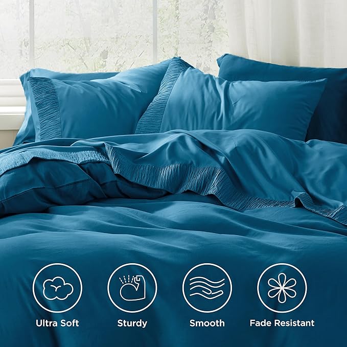 Bedsure Twin Sheets Set - 3 Pieces Soft Twin Bed Sheets - Breathable & Cooling - Hotel Luxury - Easy Care Polyester Microfiber Bedding for Women, Men, Teal Blue