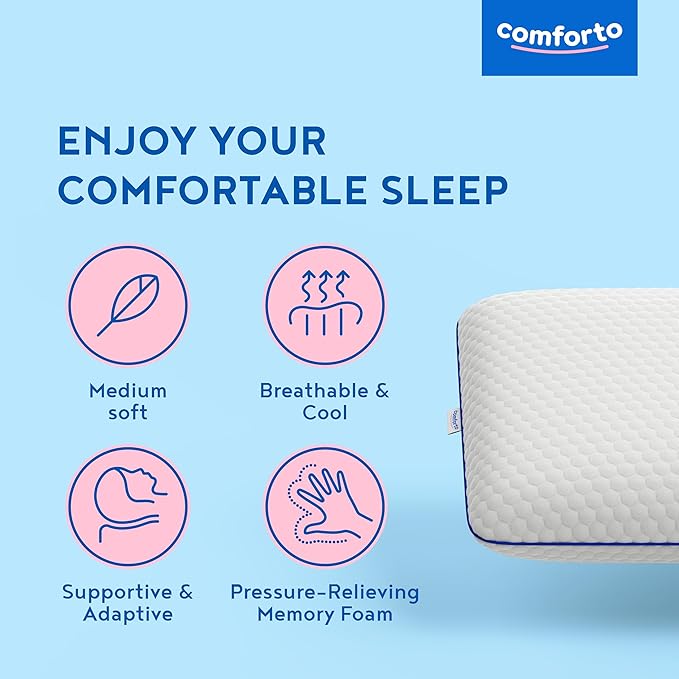 Cooling Memory Foam Cervical Neck Pillow – Contour Orthopedic Pillow for Neck and Shoulder Pain – Ergonomic Cooling Pillow for Sleeping