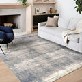 5x7 Area Rugs - Ultra-Thin Washable Rug with Non-Slip Backing, Ideal for Living Room, Bedroom, Kitchen Floor Carpet - Modern Abstract Style, Easy Clean, Durable, Low Pile Grey/Navy