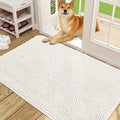 OLANLY Dog Door Mat for Muddy Paws 48x30, Absorbs Moisture and Dirt, Absorbent Non-Slip Washable Doormat, Quick Dry Chenille Mud Mat for Dogs, Entry Indoor Entryway Carpet for Inside Floor, Ivory