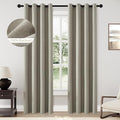 ChrisDowa 100% Blackout Sand Solid Curtains 108 Inches Long 2 Panels for Bedroom Living Room,Farmhouse Room Darkening Thermal Insulated Soundproof Grommet Top Window Treatment Drapes,52x108