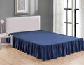 Sheets & Beyond Wrap Around Solid Microfiber Luxury Hotel Quality Fabric Bedroom Gathered Ruffled Bedding Bed Skirt 14 Inch Drop (Twin, Navy)