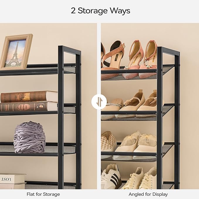 Shoe Rack, Large Metal Shoe Organizer,Max Holds 50 Pairs,8 Tier Shoe Storage Shelf for Garage,Closet,Entryway, Black