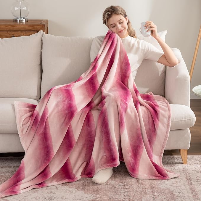 Berkshire Blanket-Classic Heavyweight Soft Printed VelvetLoft® Plush Throw Blanket, Cozy and Fuzzy, Purple Pitch, 50in x 70in
