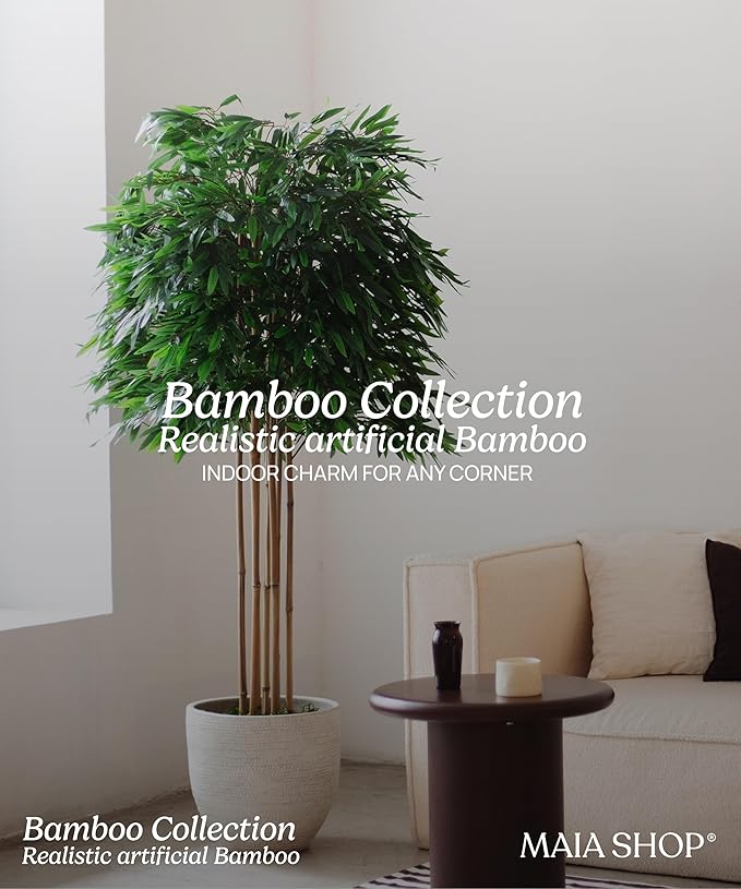 Maia Shop Decorative Artificial Plants - Artificial Bamboo Tree 6.5ft Natural Trunks, Big Artificial Plant, Home Decor, Artificial Tree