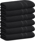 Looperry 6 Pack Small Bath Towel Set - 100% Cotton 23x46 Shower Towels in 450 GSM. Lightweight & Absorbent Quick Dry Gym Towel for Showering, Pet Drying, Spas & Salons. Terry Ringspun Towels (Black)