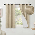 45 Inch Length Linen Blackout Curtains for Short Cafe Window, Thermal Insulated Light Blocking Soundproof Privacy Burlap Curtains 2 Panels, Each 38 Inch Wide Burlap