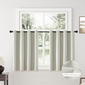 ChrisDowa 100% Blackout Greyish Beige Solid Curtains 45 Inches Long 2 Panels for Bedroom Living Room,Farmhouse Room Darkening Thermal Insulated Soundproof Grommet Top Window Treatment Drapes,52x45