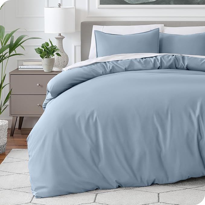 Bare Home Bedding Duvet Cover Queen Size - Premium 1800 Super Soft Collection - Lightweight, Cooling - Soft Breathable Bedding Duvet Cover (Queen, Dusty Blue)
