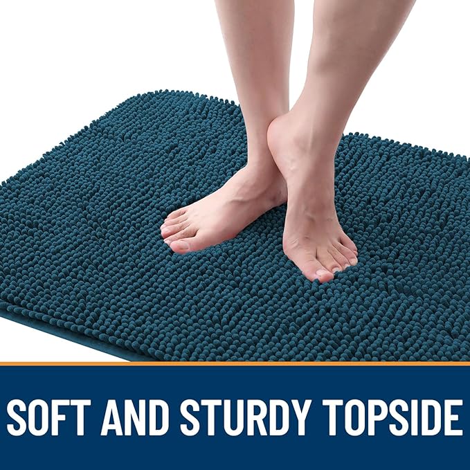 OLANLY Dog Door Mat for Muddy Paws 45x27, Absorbs Moisture and Dirt, Absorbent Non-Slip Washable Doormat, Quick Dry Chenille Mud Mat, Entry Indoor Entryway Carpet for Inside Floor, Atlantic Blue