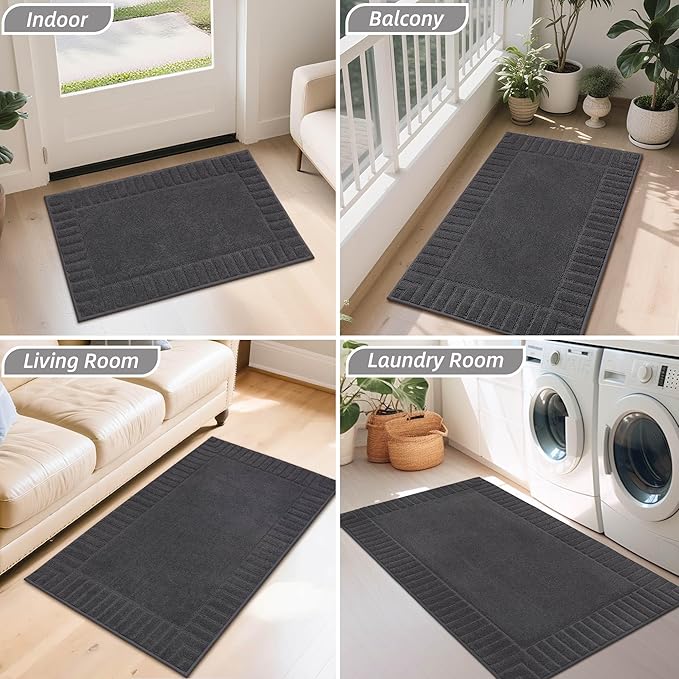 BEQHAUSE Door-Mat Non-Slip Front Doormat Low-Profile Entrance Mats for Front Door Entry Resist Dirt Washable Doormat Absorbent Entryway Door Mat,Dark Grey, 36"x60"