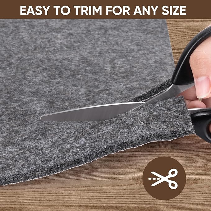 BALEINE Felt Non Slip Rug Pads, Extra Large 1/8" Thick Felt and Rubber Backing, Shock Absorbing Carpet Pad for All Carpets and Hardwood Floors (5x7 Ft)