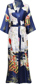 PRODESIGN Kimono Robe for Women - Long Satin Sleepwear Silky Kimono Cover-Up Nightgown Japanese Bathrobe Loungewear Blouse