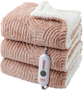 Heated Throw Blanket Electric - 50"x60" Cozy Soft Jacquard Heating Blanket with 4 Heat Levels & 4 Hours Auto-Off, Electric Throw with Overheating Protection, Warm Gifts, Brown