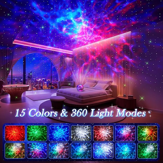 Galaxy Projector Teenage Boy Gifts for Teen Boys,15 Colors+15 White Noises Star Projector Night Light Kids Galaxy Light,Remote Bluetooth Bedroom Lights for Christmas Room Decor Gifts