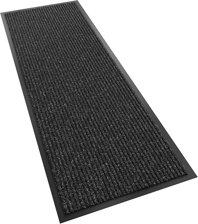 Front Door Mat, 72" x 24" Heavy Duty Indoor Outdoor Doormat, Non-Slip Welcome Mats for Entryway, Rubber Backing Low Profile Commercial Door Mats, Black Stripe