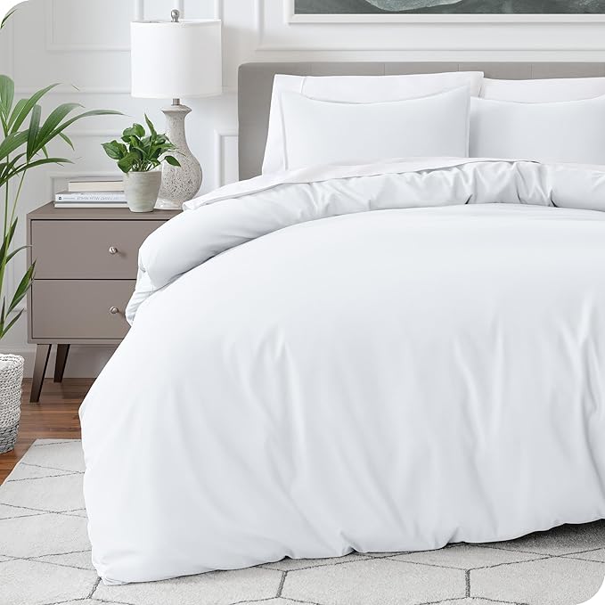Bare Home Bedding Duvet Cover Oversized Queen Size - Premium 1800 Super Soft Collection - Lightweight, Cooling Duvet Cover - Soft Breathable Bedding (Oversized Queen, White)